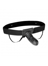 Чёрный полый страпон с вибрацией Unisex Vibrating Hollow Strap-On - 14 см. - Lux Fetish - купить с доставкой в Новошахтинске