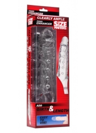 Прозразная закрытая насадка на пенис с поддержкой мошонки Clearly Ample Penis Enhancer - 22 см. - XR Brands - в Новошахтинске купить с доставкой