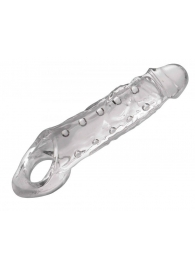 Прозразная закрытая насадка на пенис с поддержкой мошонки Clearly Ample Penis Enhancer - 22 см. - XR Brands - в Новошахтинске купить с доставкой