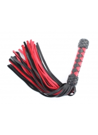 Черно-красная клеть с плетеной ручкой с ромбовидным узором - 45 см. - БДСМ Арсенал - купить с доставкой в Новошахтинске