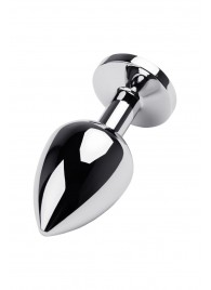 Серебристая коническая анальная пробка с красным кристаллом - 8 см. - ToyFa - купить с доставкой в Новошахтинске