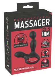 Черный вибромассажер простаты с нагревом и ротацией Prostate Plug - 14,5 см. - Orion - в Новошахтинске купить с доставкой