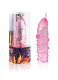 Закрытая рельефная насадка Crystal sleeve snakes в виде змеи с усиками - 14 см. - Erowoman-Eroman - в Новошахтинске купить с доставкой