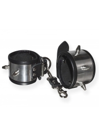 Серебристо-черные наручники с шипами и металлическим блеском - Sitabella - купить с доставкой в Новошахтинске