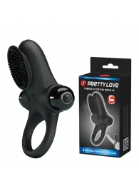 Черное эрекционное виброкольцо в клиторальной щеточкой Vibrant Penis Ring II - Baile - в Новошахтинске купить с доставкой