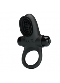 Черное эрекционное виброкольцо в клиторальной щеточкой Vibrant Penis Ring II - Baile - в Новошахтинске купить с доставкой