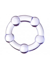 Фиолетовое эрекционное кольцо на пенис с бусинами - Штучки-дрючки - в Новошахтинске купить с доставкой