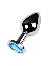 Серебристая конусовидная анальная пробка с голубым кристаллом - 8 см. - ToyFa - купить с доставкой в Новошахтинске