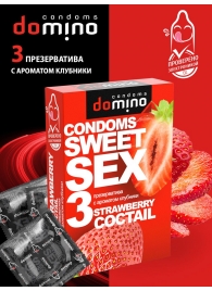 Презервативы для орального секса DOMINO Sweet Sex с ароматом клубничного коктейля  - 3 шт. - Domino - купить с доставкой в Новошахтинске