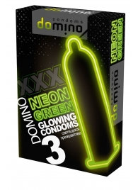 Презервативы DOMINO Neon Green со светящимся в темноте кончиком - 3 шт. - Domino - купить с доставкой в Новошахтинске