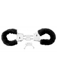 Меховые чёрные наручники Beginner s Furry Cuffs - Pipedream - купить с доставкой в Новошахтинске
