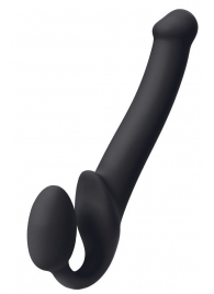Черный безремневой страпон Silicone Bendable Strap-On M - Strap-on-me - купить с доставкой в Новошахтинске