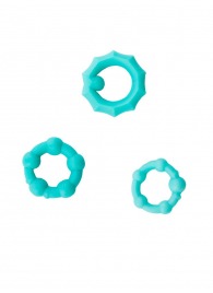 Набор из 3 бирюзовых рельефных эрекционных колец - Sitabella - в Новошахтинске купить с доставкой
