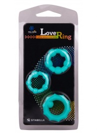Набор из 3 бирюзовых рельефных эрекционных колец - Sitabella - в Новошахтинске купить с доставкой