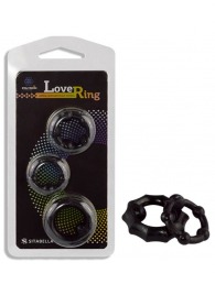 Набор из 3 черных рельефных эрекционных колец - Sitabella - в Новошахтинске купить с доставкой