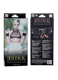 Черные мягкие наручники Entice French Cuffs с цепью - California Exotic Novelties - купить с доставкой в Новошахтинске