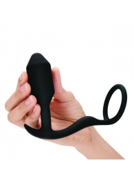Черное эрекционное кольцо с анальным плагом Snug   Tug - b-Vibe - в Новошахтинске купить с доставкой