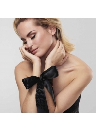 Черные ленты для связывания SILKY SENSUAL HANDCUFFS - Bijoux Indiscrets - купить с доставкой в Новошахтинске