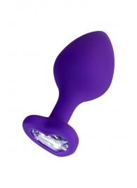 Фиолетовая анальная втулка Diamond Heart с прозрачным кристаллом - 8 см. - ToyFa - купить с доставкой в Новошахтинске