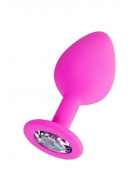 Розовая анальная втулка Brilliant с прозрачным кристаллом - 8 см. - ToyFa - купить с доставкой в Новошахтинске