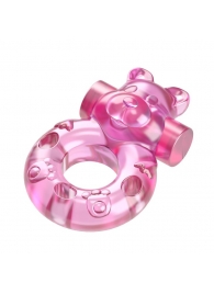 Розовое эрекционное виброкольцо на пенис Pink Bear - Baile - в Новошахтинске купить с доставкой