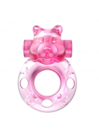 Розовое эрекционное виброкольцо на пенис Pink Bear - Baile - в Новошахтинске купить с доставкой