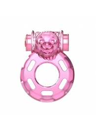 Розовое эрекционное кольцо с вибрацией Pink Bear - Baile - в Новошахтинске купить с доставкой