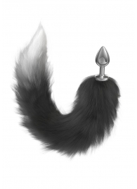 Серебристая анальная пробка с черным хвостом Galaxy - Lola Games - купить с доставкой в Новошахтинске