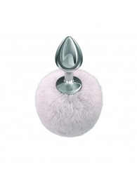 Серебристая анальная пробка с белым пушистым хвостиком Twinkle - Lola Games - купить с доставкой в Новошахтинске