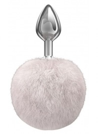 Серебристая анальная пробка с белым пушистым хвостиком Twinkle - Lola Games - купить с доставкой в Новошахтинске