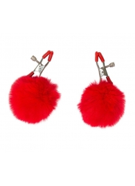 Зажимы на соски Angelic с красными меховыми шариками - Lola Games - купить с доставкой в Новошахтинске