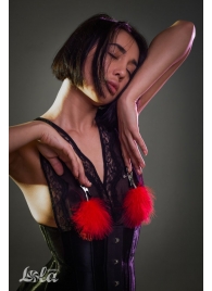 Зажимы на соски с красным пухом Euphoric - Lola Games - купить с доставкой в Новошахтинске