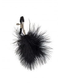 Зажимы на соски с черным пухом Euphoric - Lola Games - купить с доставкой в Новошахтинске