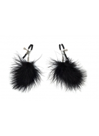 Зажимы на соски с черным пухом Euphoric - Lola Games - купить с доставкой в Новошахтинске