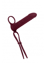 Бордовая вибронасадка для двойного проникновения Rori - 17 см. - Lola Games - купить с доставкой в Новошахтинске