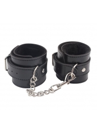 Черные оковы на ноги Obey Me Leather Ankle Cuffs - Chisa - купить с доставкой в Новошахтинске