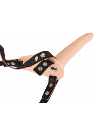 Телесный поясной страпон с вибрацией Vibrating Strap-On - 15,7 см. - Orion - купить с доставкой в Новошахтинске