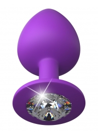 Фиолетовая анальная пробка со стразом Her Little Gem Large Plug - 9,5 см. - Pipedream - купить с доставкой в Новошахтинске