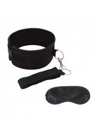 Черный ошейник с длинным поводком Collar and Leash Set - Lux Fetish - купить с доставкой в Новошахтинске