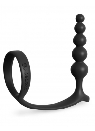 Черная анальная цепочка с эрекционным кольцом Ass-gasm Cockring Anal Beads - Pipedream - в Новошахтинске купить с доставкой