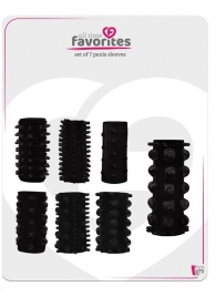 Набор из 7 черных насадок PENIS SLEEVES SET - Dream Toys - в Новошахтинске купить с доставкой