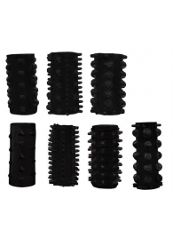 Набор из 7 черных насадок PENIS SLEEVES SET - Dream Toys - в Новошахтинске купить с доставкой