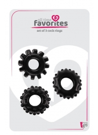 Набор из 3 черных эрекционных колец SET OF 3 COCKRINGS - Dream Toys - в Новошахтинске купить с доставкой