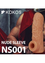 Телесная открытая насадка-реалистик с подхватом мошонки Nude Sleeve M - 12 см. - KOKOS - в Новошахтинске купить с доставкой