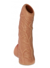 Телесная открытая насадка-реалистик с подхватом мошонки Nude Sleeve L - 14 см. - KOKOS - в Новошахтинске купить с доставкой