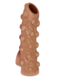 Телесная насадка с бугорками и открытой головкой Nude Sleeve L - 14 см. - KOKOS - в Новошахтинске купить с доставкой