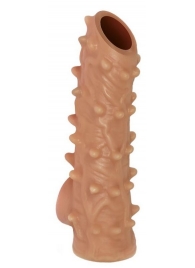 Телесная насадка с шипами и открытой головкой Nude Sleeve M - 12 см. - KOKOS - в Новошахтинске купить с доставкой
