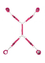 Ярко-розовый набор фиксаций на кровати Classic Bed Spreader - Lux Fetish - купить с доставкой в Новошахтинске