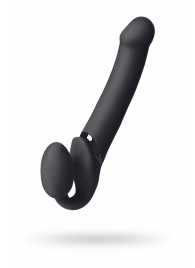 Черный безремневой вибрострапон Vibrating Bendable Strap-On L - Strap-on-me - купить с доставкой в Новошахтинске
