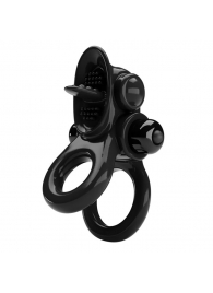 Черное эрекционное кольцо с подхватом мошонки и стимулятором клитора Passionate Ring - Baile - в Новошахтинске купить с доставкой